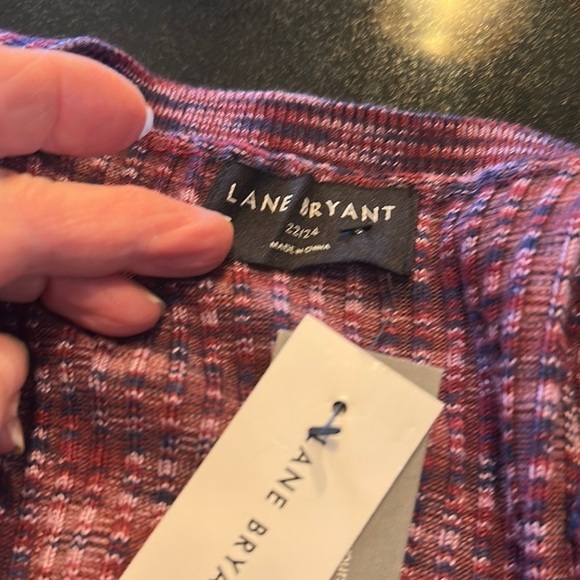 Lane Bryant Lightweight Purple and Red Knit Dress with Peekaboo at Chest - Picture 6 of 8